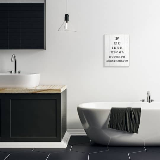 Stupell Industries Bathroom "Pee in the Bowl" Seeing Eye Chart Wooden Wall Plaque